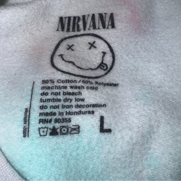 Nirvana Sweatshirt Pastel Tie Dye Women’s Lg Pink Blue - Picture 5 of 5